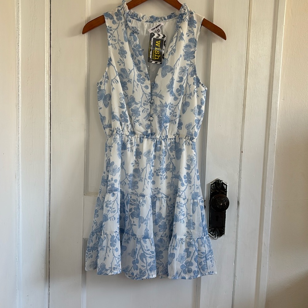 Steve Madden Blue and White Sleeveless Dress